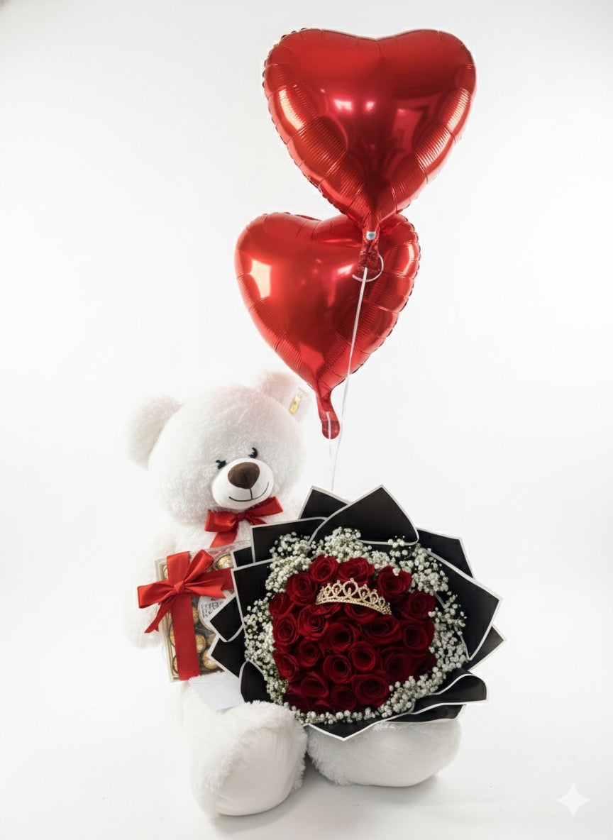 Combo Romance (Roses Bouquet + Teddy Bear)