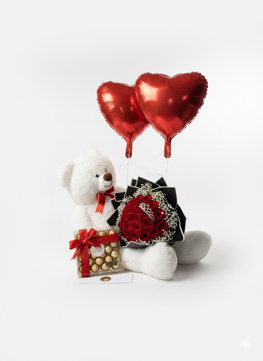 Combo Romance (Roses Bouquet + Teddy Bear)