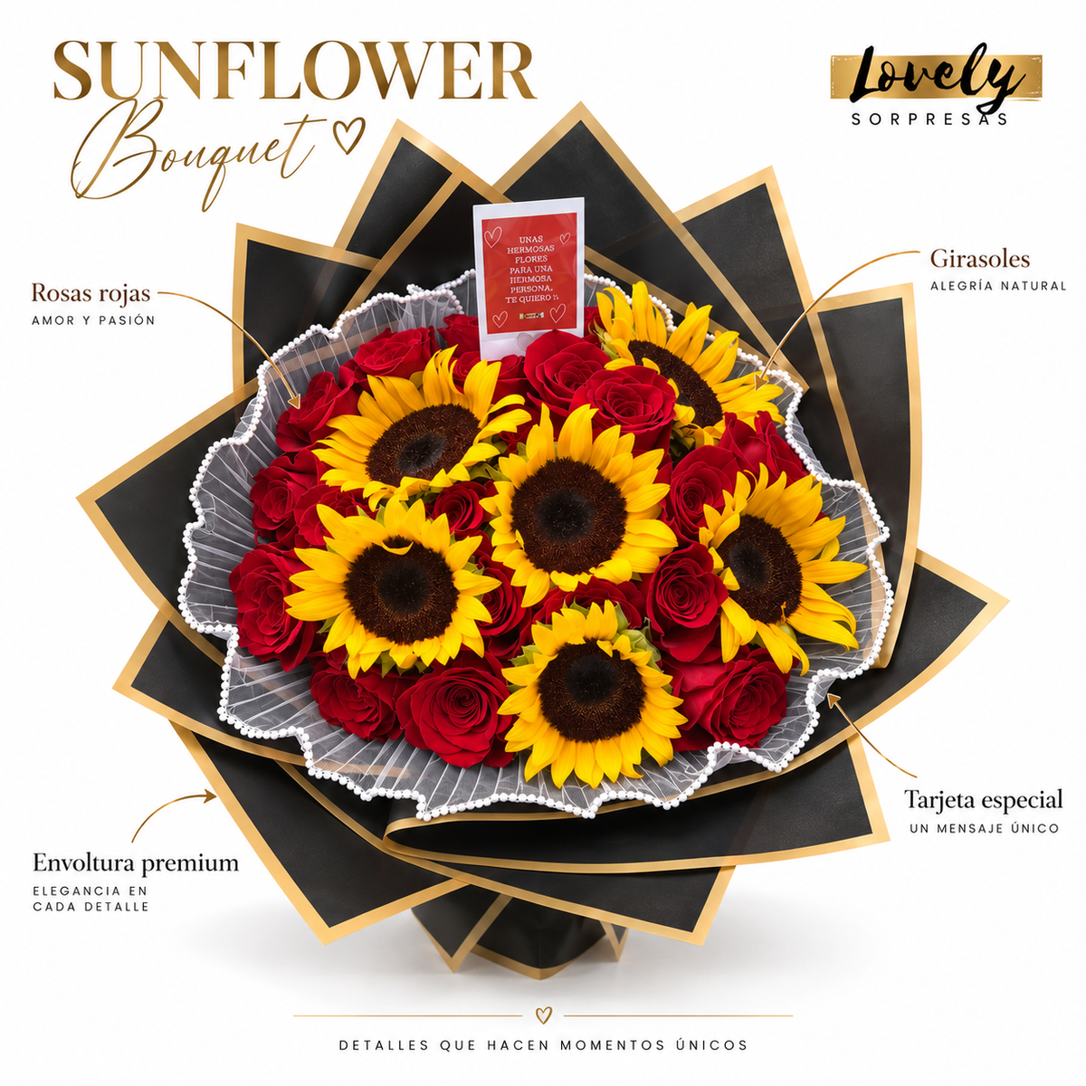 Sunflower and Roses Bouquet