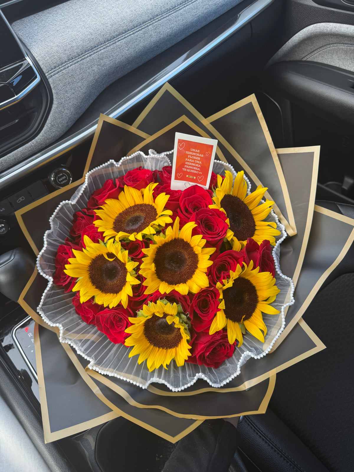 Sunflower and Roses Bouquet