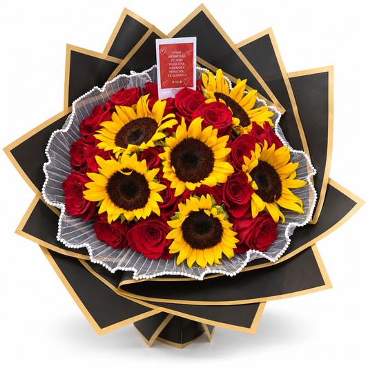 Sunflower and Roses Bouquet