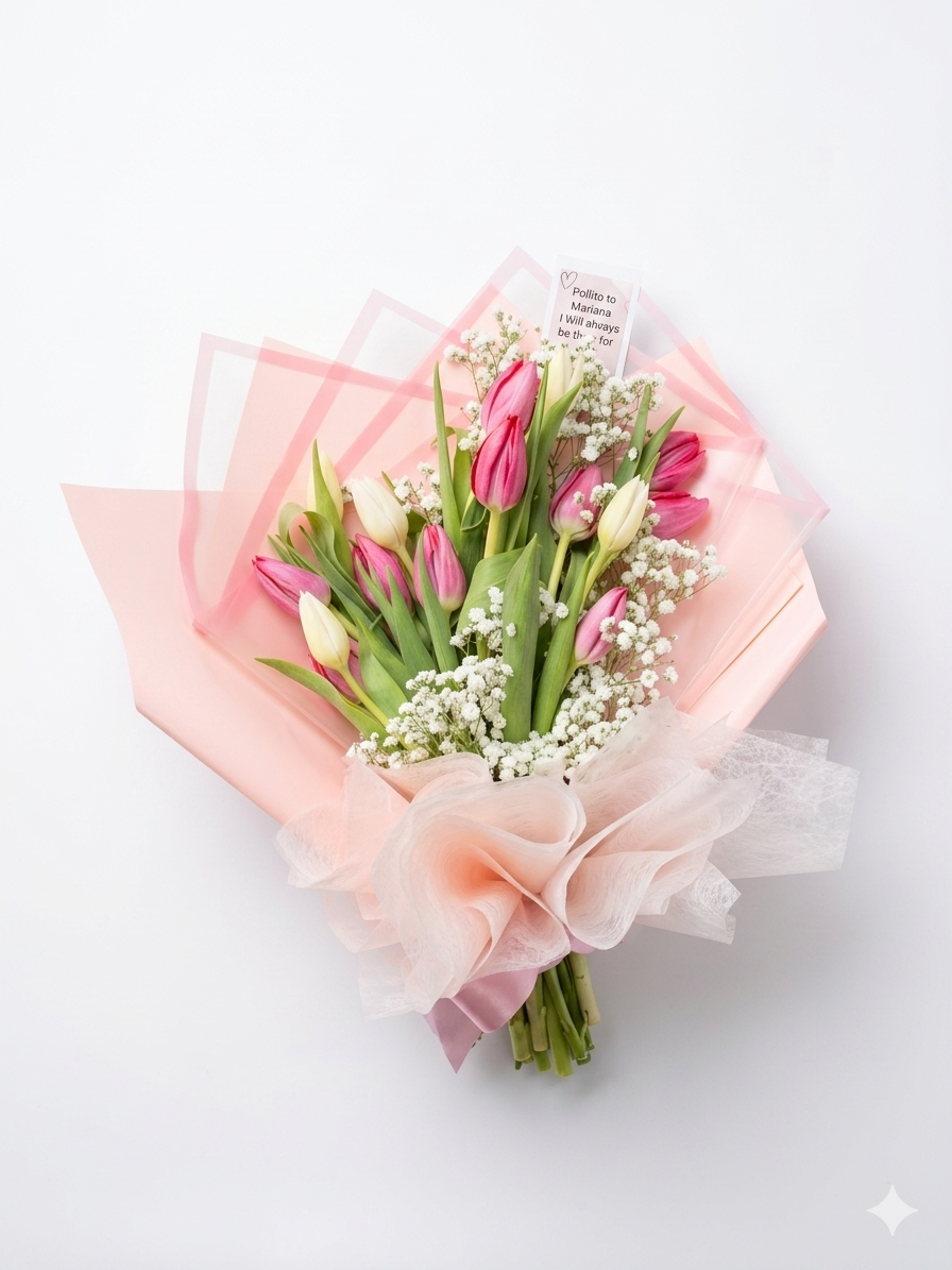 The Perfect Combo (Tulips Bouquet + Teddy Bear)
