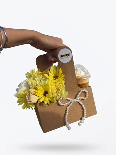 Flower latte (Cup holder flowers with drink)